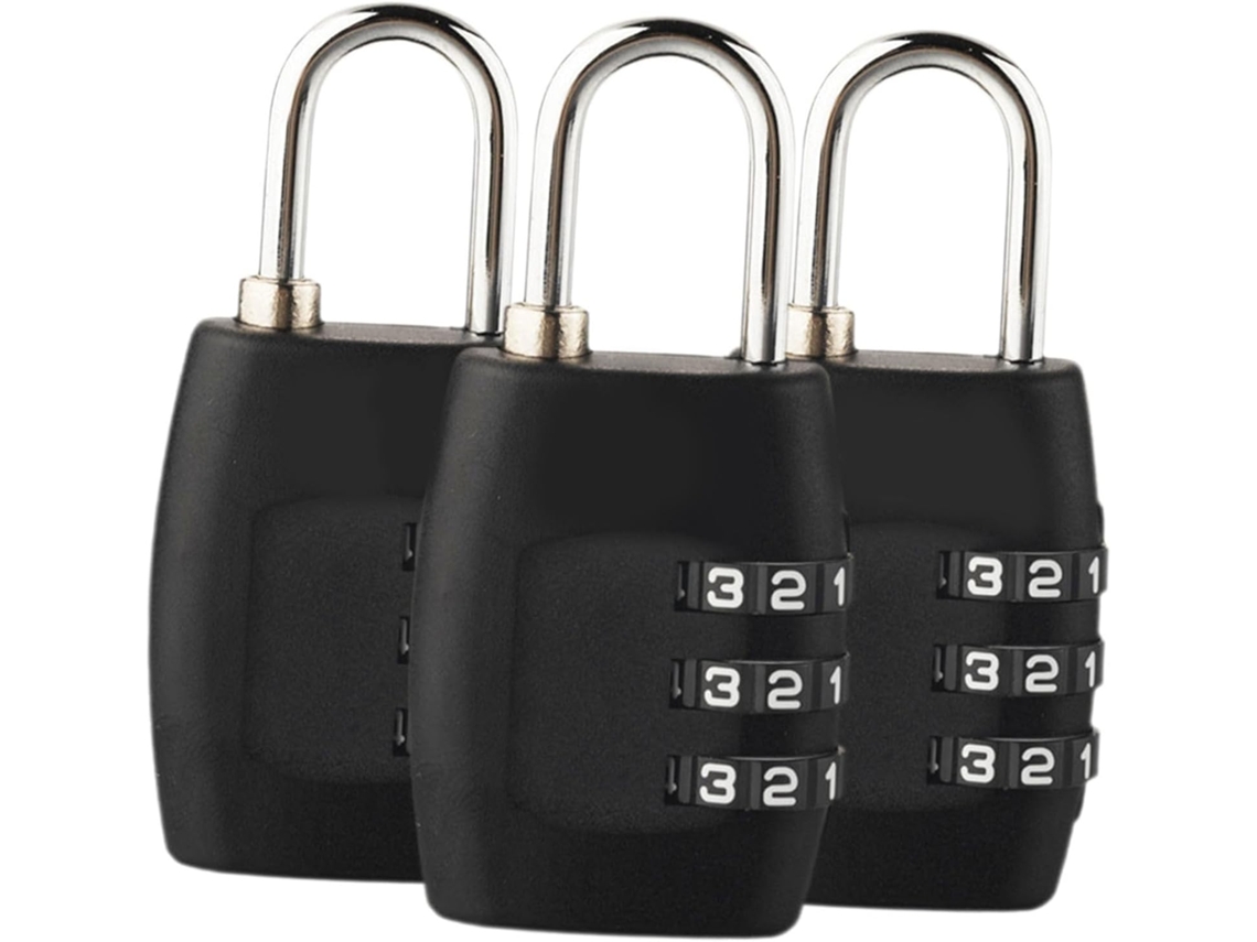 Conjunto De 3 Cadeados Combinação Para Mala, Digitais Viagem,