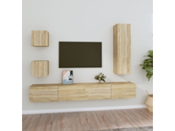 Vidaxl Conjunto Móveis De Tv 5 Pcs Madeira Processada Carvalho Sonoma