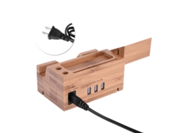 Dock de Carregamento em Madeira, Carregamento Multi dispositivos, Porta Usb Padrão Eua EOOCOO