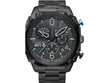 Relógio masculino camuflado aço inoxidável Hawker Hunter cronógrafo Av-4052-11 AVI-8