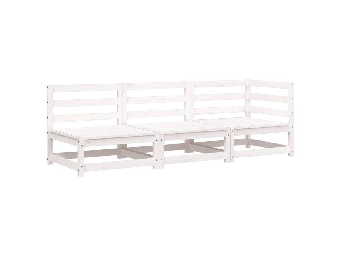 Conjunto 1 Sofá De Jardim Vidaxl Branco Madeira De Pinho Maciça (210 X 70 X 67 Cm)