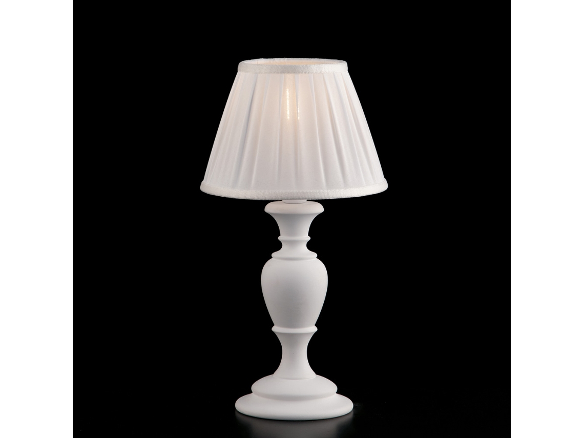 Fiorenza - Candeeiro De Mesa Gasto De Madeira Branca 1 Luz Com Abajur Dm.20 H.43 - Ø20 - Bl172-lt-bco