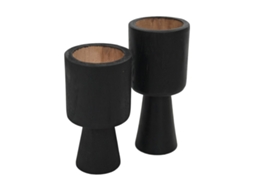 2 Suportes para velas em teca preta ø8 x 8 x 15 / ø8 x 8 x 17 HSM COLLECTION