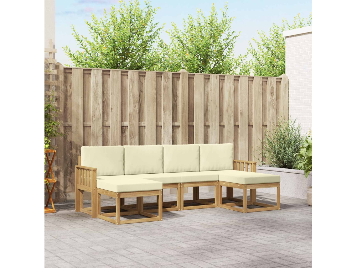 Vidaxl Conjunto De Sofás Para Exterior 6 Unid. Branco E Creme