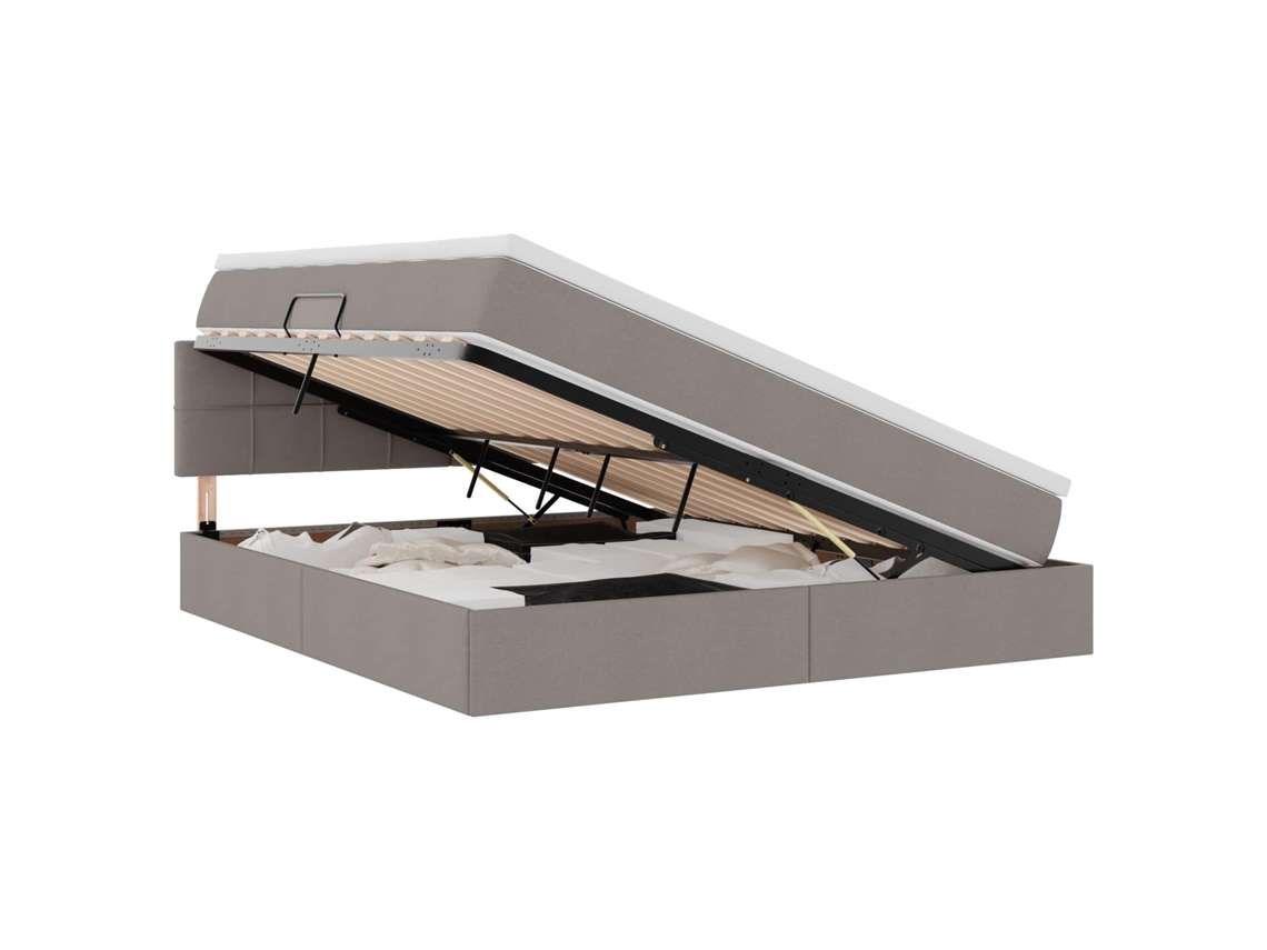 Cama com Arrumação e Colchão Tecido Cinzento Acastanhado MAISON EXCLUSIVE (180x200 cm)
