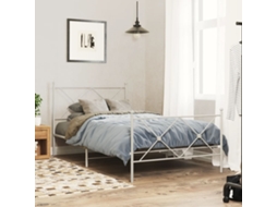 Vidaxl Estrutura De Cama Com Cabeceira E Pés 100x200 Cm Metal Branco