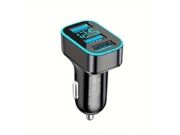 Transmissor Fm YIZHOOD Um Reboque Três Multifunções Dual Usb Pd Interface Display Digital Carregamento Rápido Preto