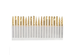 Conjunto de 20 brocas rotativas de metal duro revestidas com titânio, padrão simples/duplo, 3x3mm, para gravador CNC.