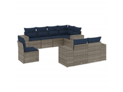 Conjunto de Sofá de Jardim, 8 Peças, Almofadas, Rattan Cinza MAISON EXCLUSIVE