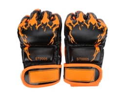 Luvas De Mma Sem Dedos De Couro Pu Para Boxe Sanda Bola De Pancada Laranja Claw Preto