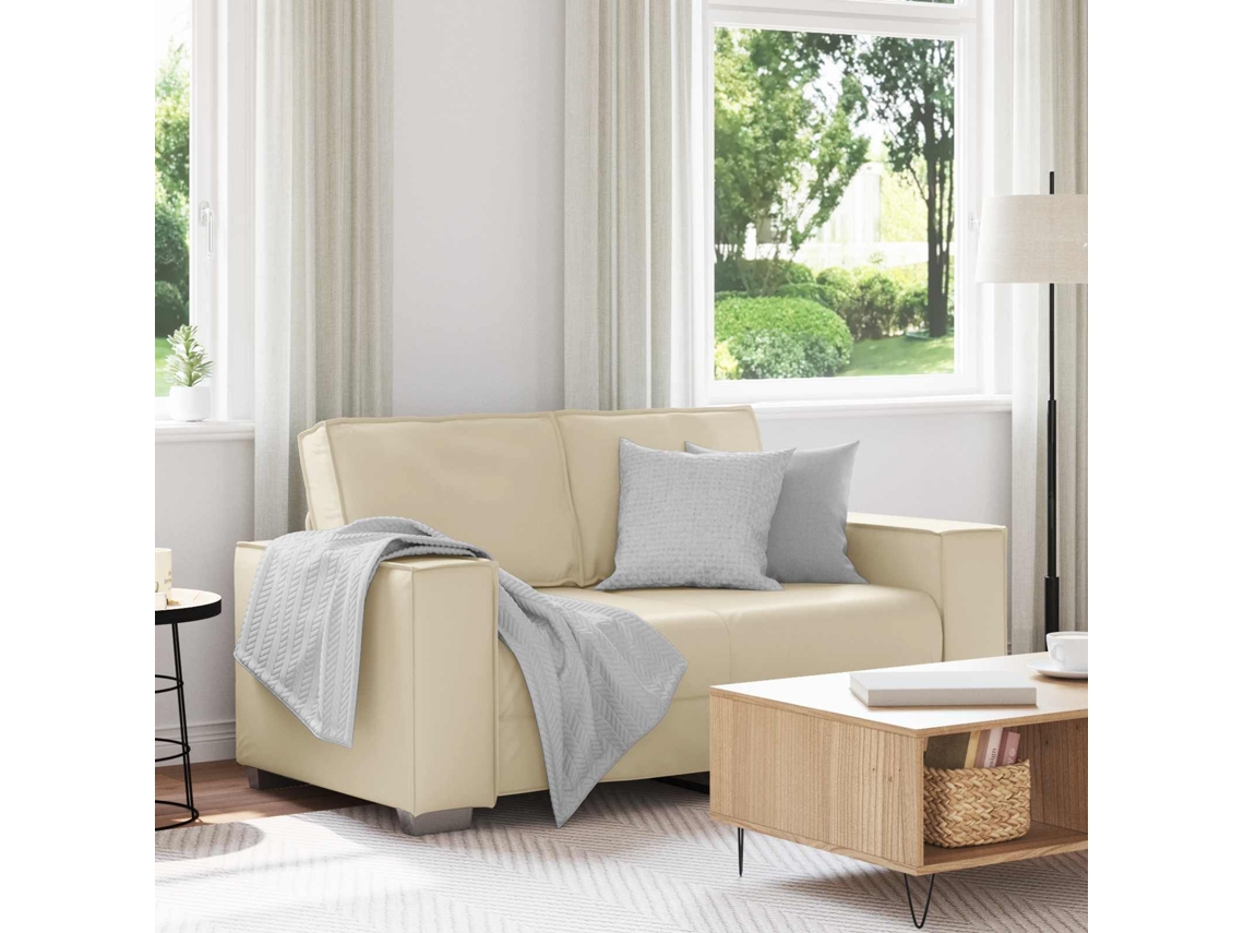 Vidaxl Sofá De Dois Lugares Creme 160 Cm Couro Sintético
