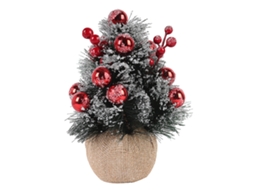 Árvore De Natal Mini Laxiscreed De Plástico Com Agulhas De Pinho Vermelho Média