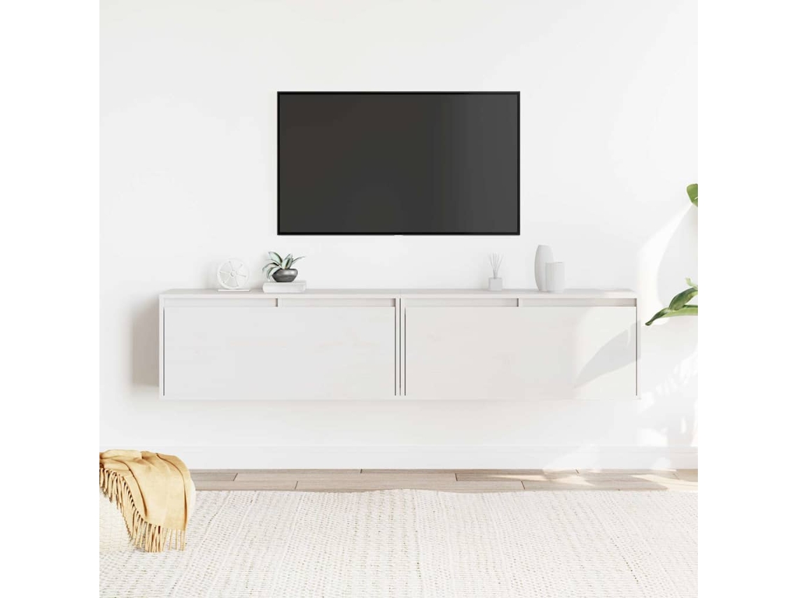 Vidaxl Armários De Parede 2 Pcs 80x30x35 Cm Pinho Maciço Branco