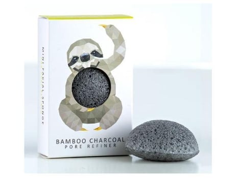 The Konjac Sponge Rainforest Sloth Mini Face Puff Bamboo Charcoal