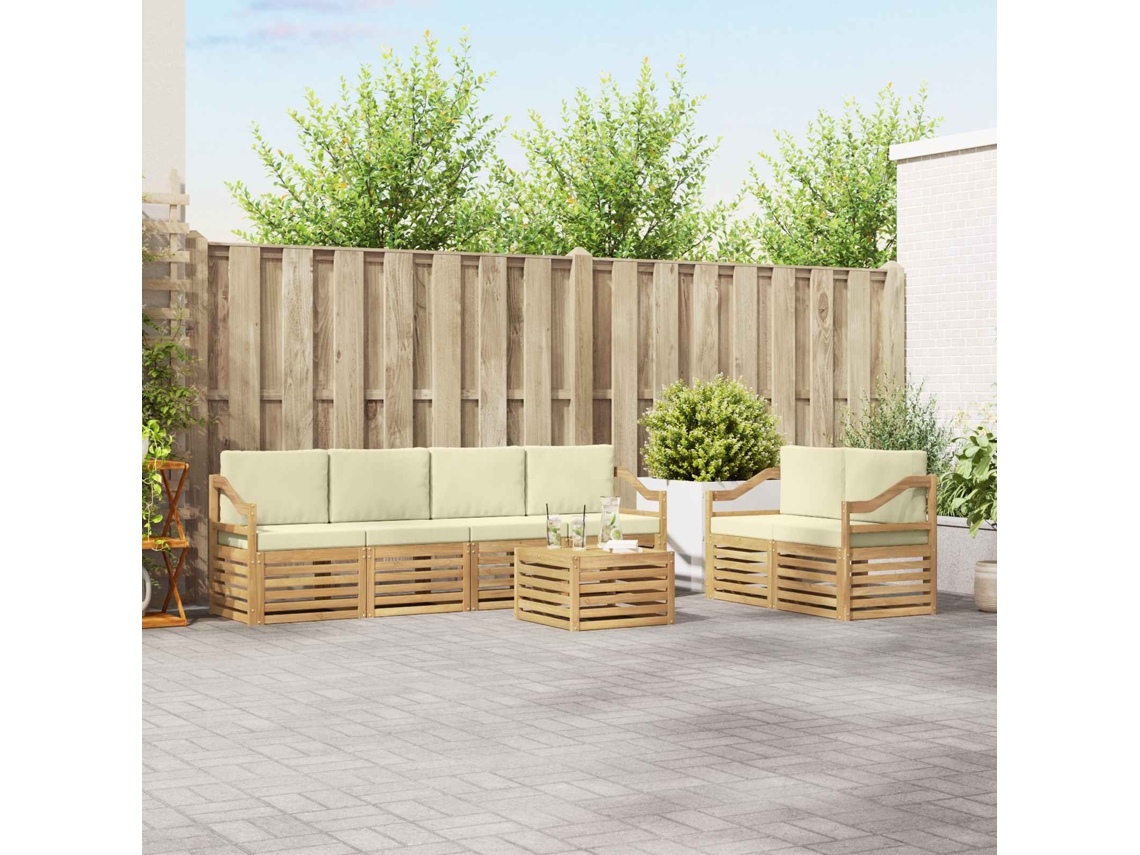 Vidaxl Conjunto De Sofás Para Exterior 7 Unid. Branco E Creme