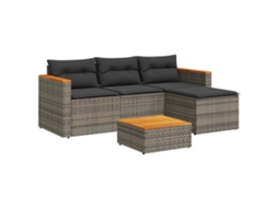 Maison Exclusive - 3 Pcs Conjunto Sofás De Jardim C/ Almofadões Vime Pe Cinzento