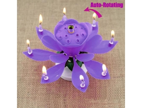 Velas De Aniversário Flor De Lótus Musical Giratória Sem Marca 1xroxo Sans Marque