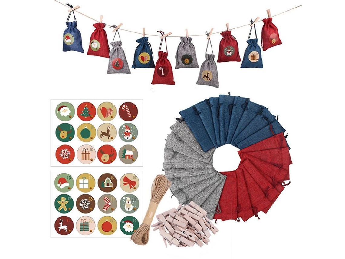 Bolsa De Presente De Natal De Lino Com Cordão Multipropósito Criativa Para Doces E Presentes Pequenos