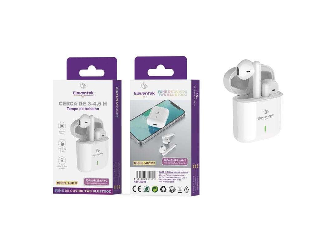 Auricular Sem Fio Bluetooth Tws-Branco ELEVENTEK