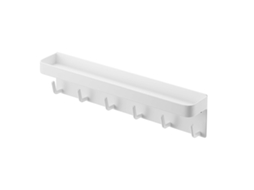 Porta-chaves De Parede – Suporte Chaves – Ganchos – Prateleira Organizadora – Hall E Quarto – 24,5 × 4,5 × 6 Cm – Aço Carbono – Branco