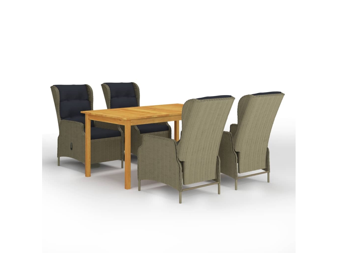 Conjunto De 5 Peças De Jantar Para Jardim Castanho Dkd Home Decor