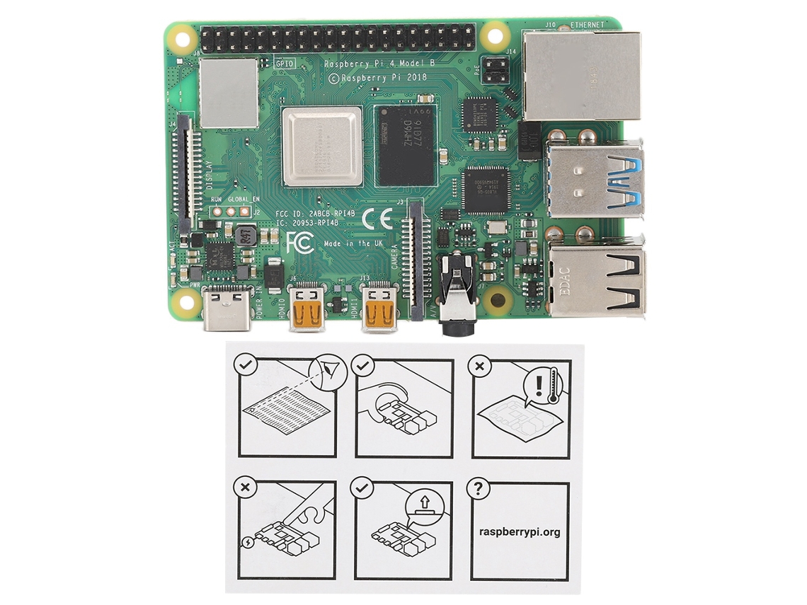 Placa-mãe Para Raspberry Pi 4b Broadcom Bcm2711 1.5ghz Quad Core Com Bluetooth Usb Hdmi