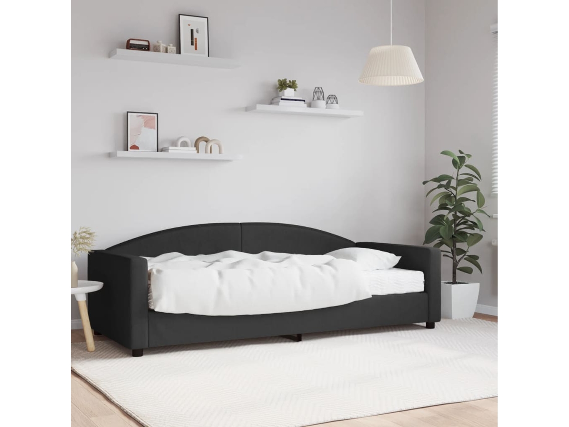 Vidaxl Sofá-cama Com Colchão 90x200 Cm Tecido Preto