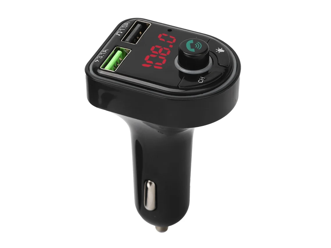 Transmissor FM Bluetooth 5.0 para carro, reprodutor de MP3, carregador USB com luz ambiente | S/MARCA