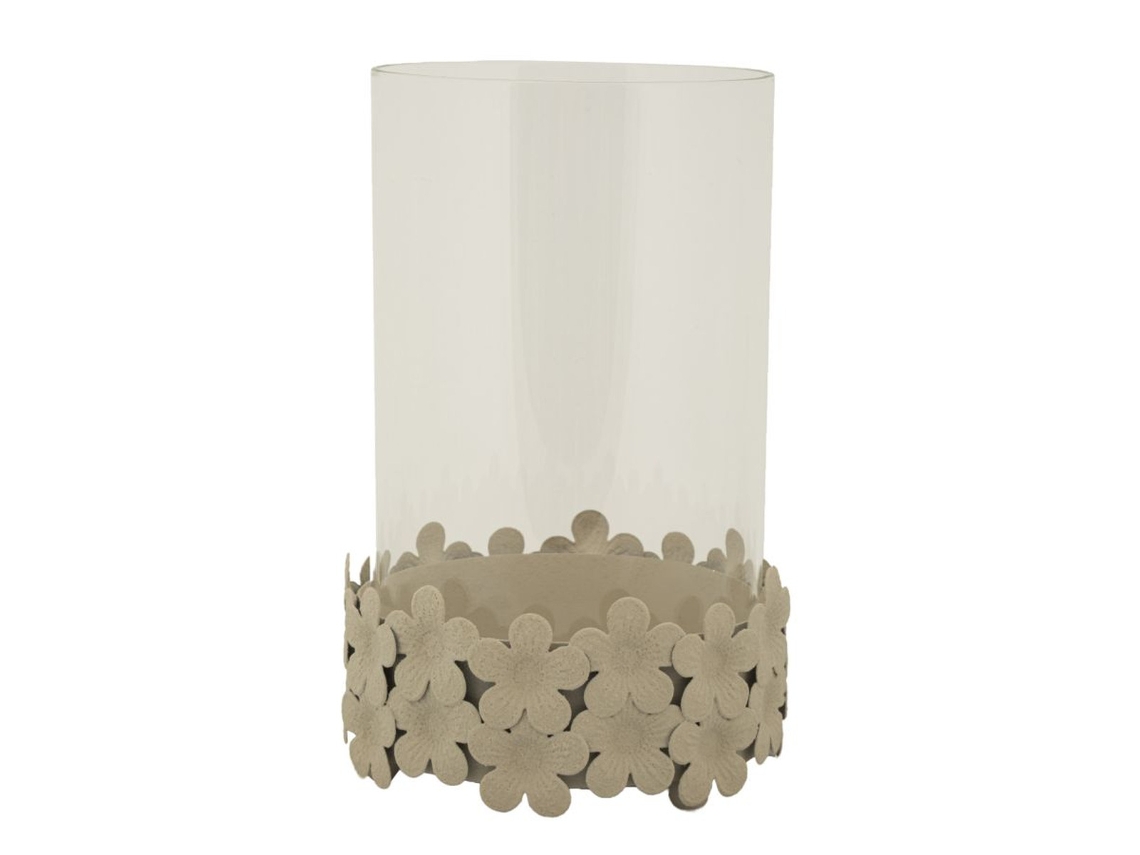 Candelabro Mf744, Metal, Bege, 14x14x21 Cm, Epikasa