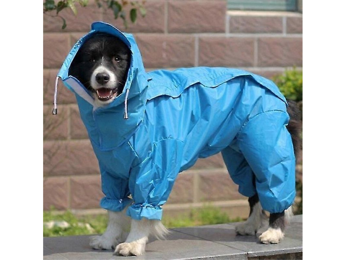 Abrigo Impermeável Para Cães De Porte Grande Médio Pequeno Golden Retriever Jaqueta De Chuva Com Capuz Macacão De Chuva Azul Tamanho16-7.5kg