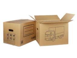 Movendo a alça da caixa de papelão