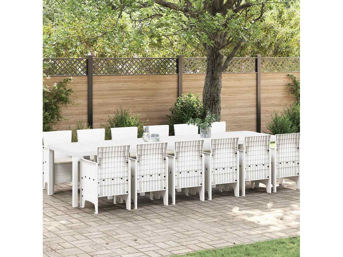 Vidaxl Conjunto De Jantar Para Jardim 13 Unid. Branco Rattan Polt