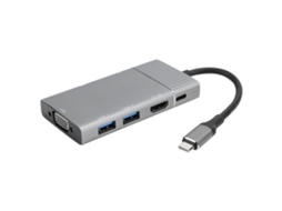 Hub Docking Station Usb c 7 em 1 Multifuncional com Hdmi, Vga e Portas Usb3.0 Cabo 140mm
