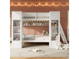 Cama Em Beliche Madeira Sólida E Mdf Branco 116.5x252 Cm