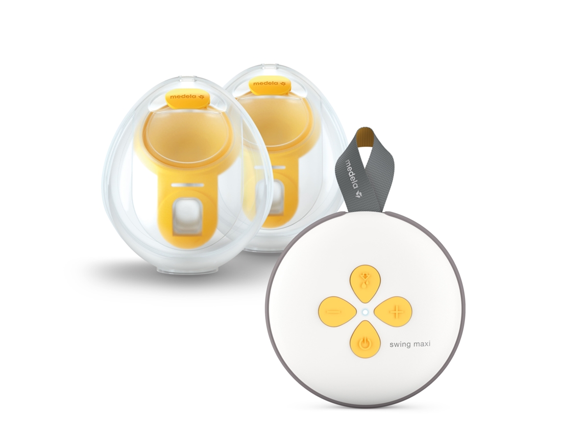Bomba tira-leite elétrica dupla Swing Maxi™ Hands-Free Compacta, mãos-livres, leve, ultraconfortável, conectada ao aplicativo Medela Family