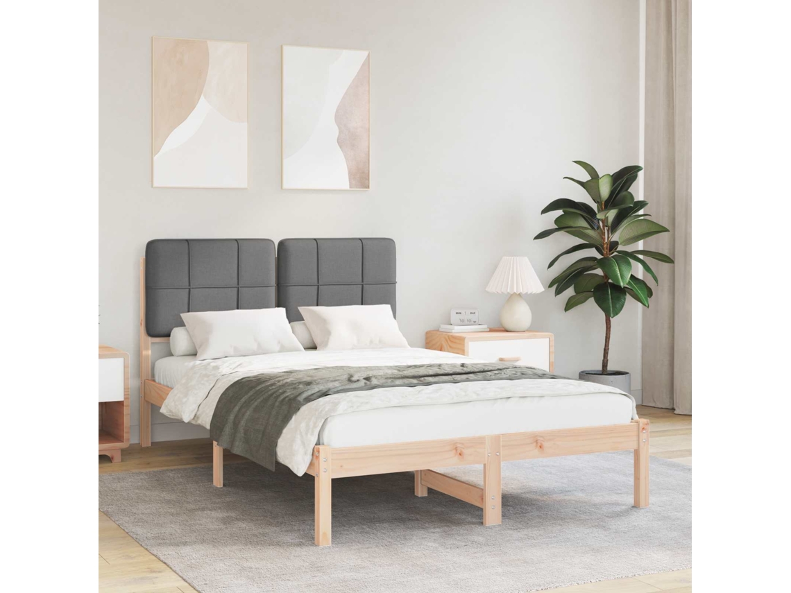 Vidaxl Estrutura de Cama com Cabeceira Estofada Cinza Escuro