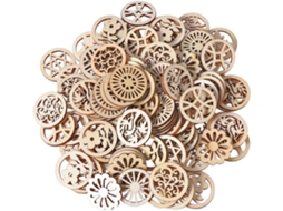 Conjunto de 50 Engrenagens Madeira Artesanais na Cor Bege, com 3 Cm Diâmetro, Ideais para CHABERLU