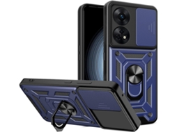 Capa Lente Deslizante Giratório para Oppo Reno8 T 4G HONGWE. Anti-Choque Magnética Azul