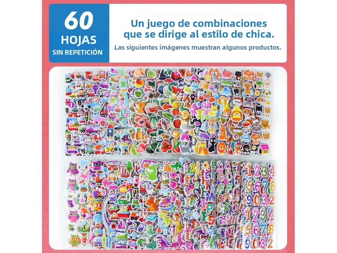(60 Folhas Para Meninas) Adesivos 3d, Ideais Para Decorar Cadernos E Fazer Álbuns De Recortes.