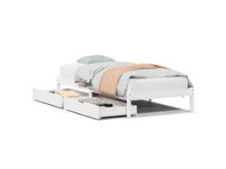 Cama Sem Colchão 75x190 cm Madeira de Pinho Maciça Branco MAISON EXCLUSIVE