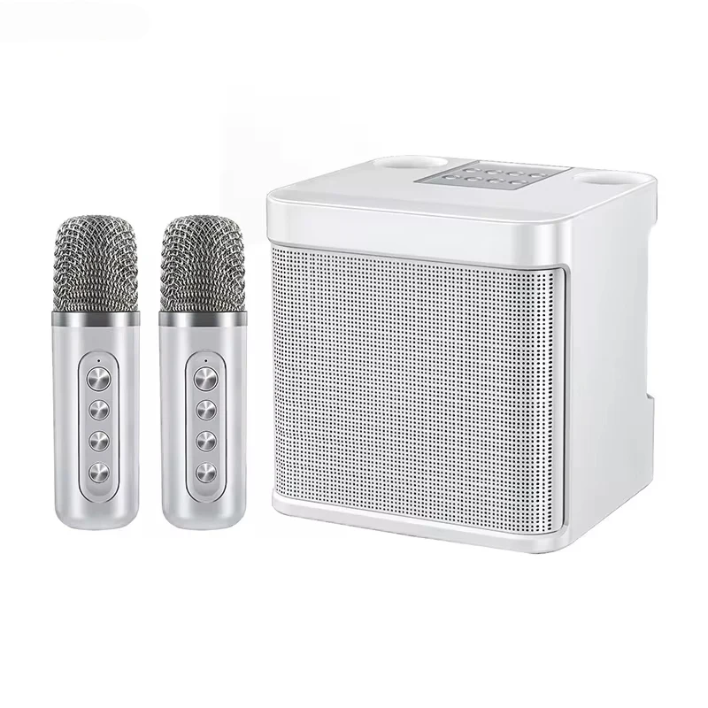Máquina de Karaokê Portátil com Microfone Duplo MDUG (branco)