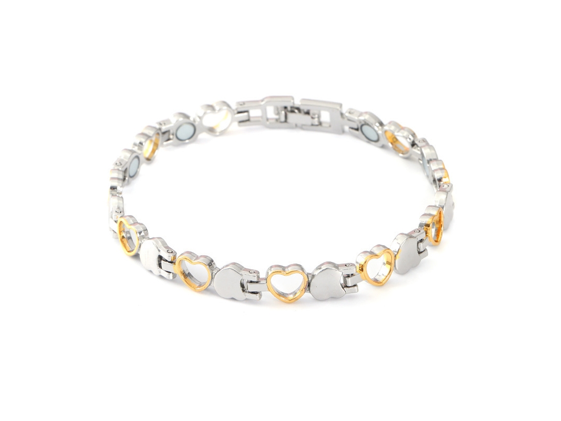 Pulseira De Cobre, Bracelete Magnética Em Formato De Coração, Um Presente Ideal Para Casais (prata Ouro) Spqment