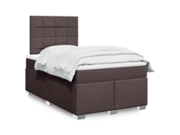 Vidaxl Cama Com Molas/colchão 120x200 Cm Tecido Castanho-escuro