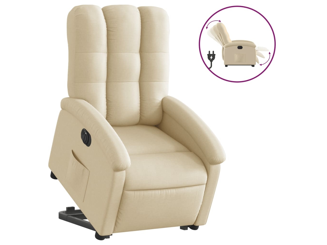 Electric Stand Up Recliner Chair, Electric Stand Up Recliner Chairs Vidaxl Creme Tecido