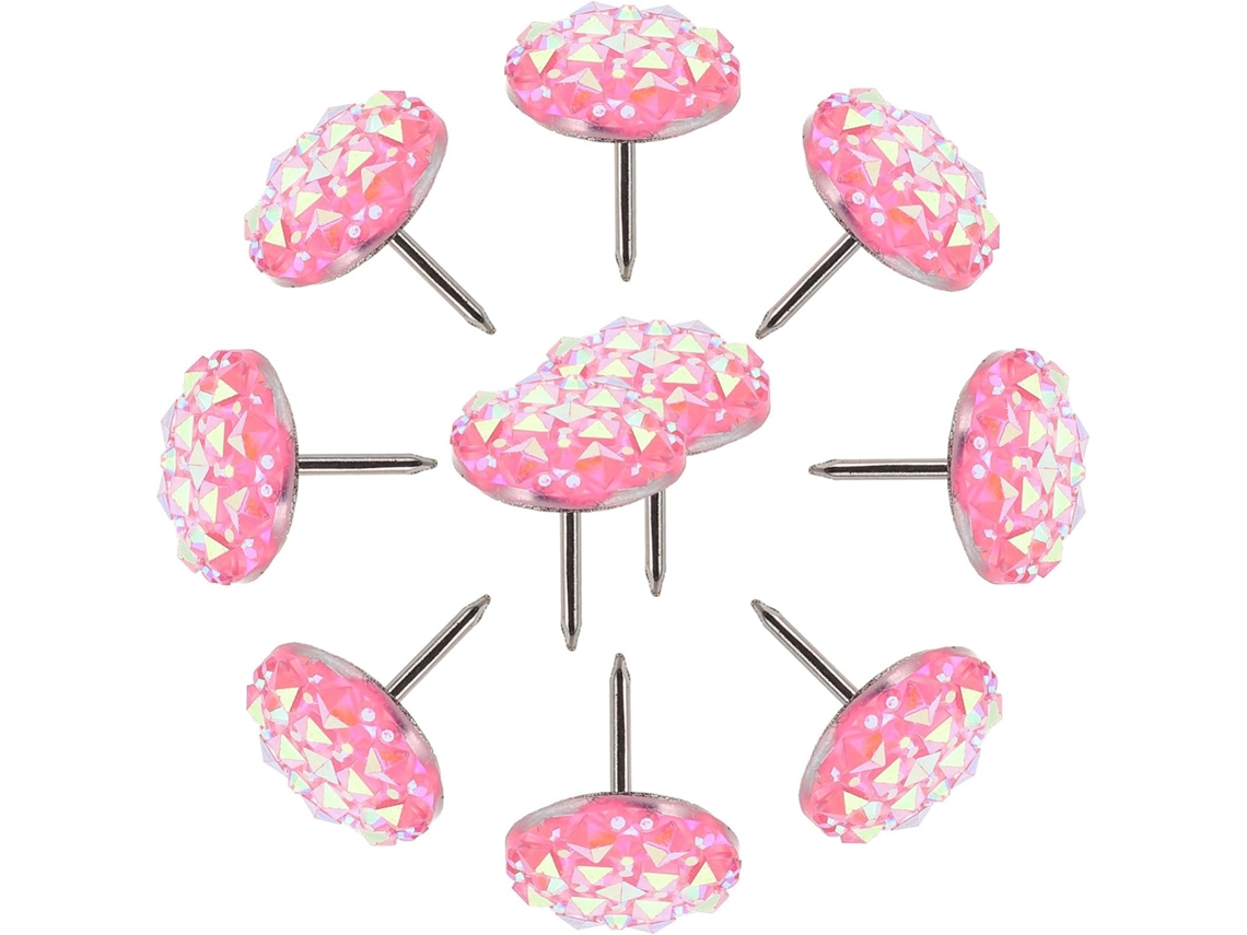 30 Tachinhas Decorativas, Rosa Vibrante e Design Elegante, Artesanato em Resina e Metal, para Decorar Quadrados de Cortiça