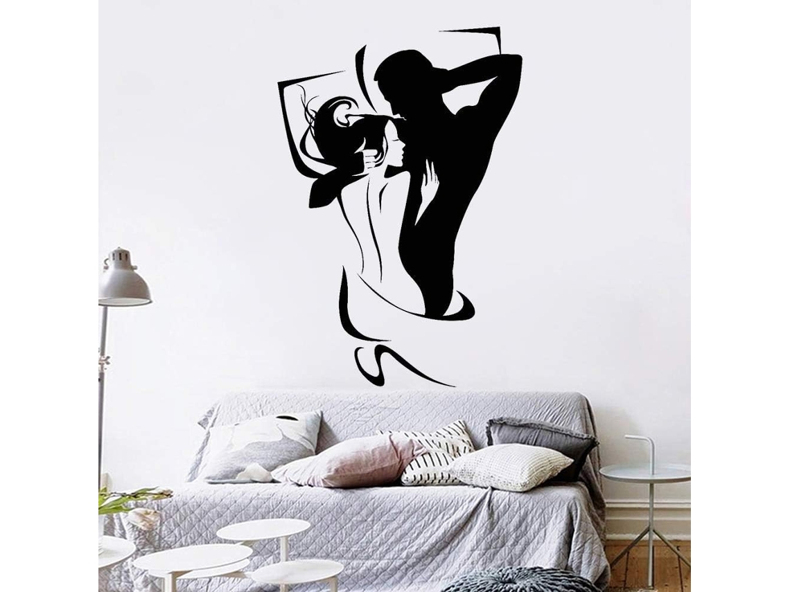 Adesivos Casal Muraux Romantique Amour Casal Adesivos Muraux En Vinyle Câlin Hommes Et Femmes Décoration De Chambre Autocollants Détachables 83x57cm