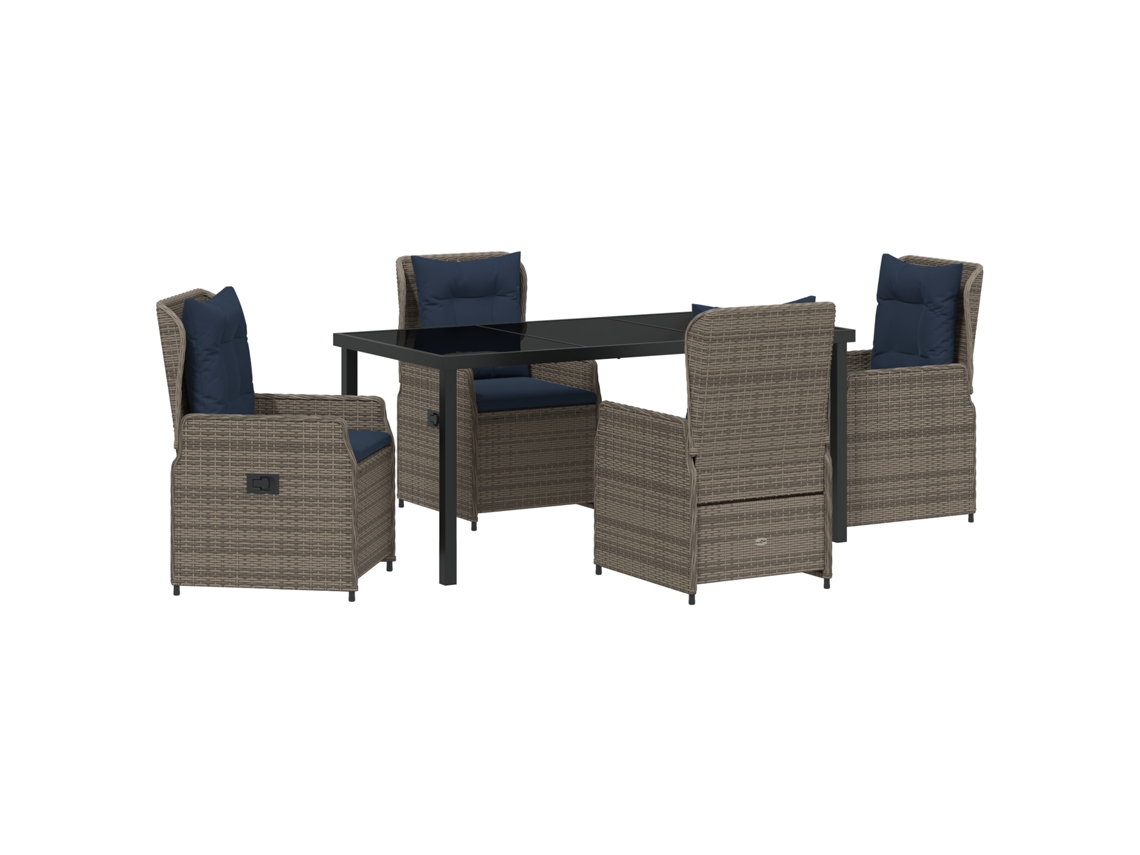 Conjunto 5 De Mobiliário De Jardim Vidaxl Cinza Em Vime Pe