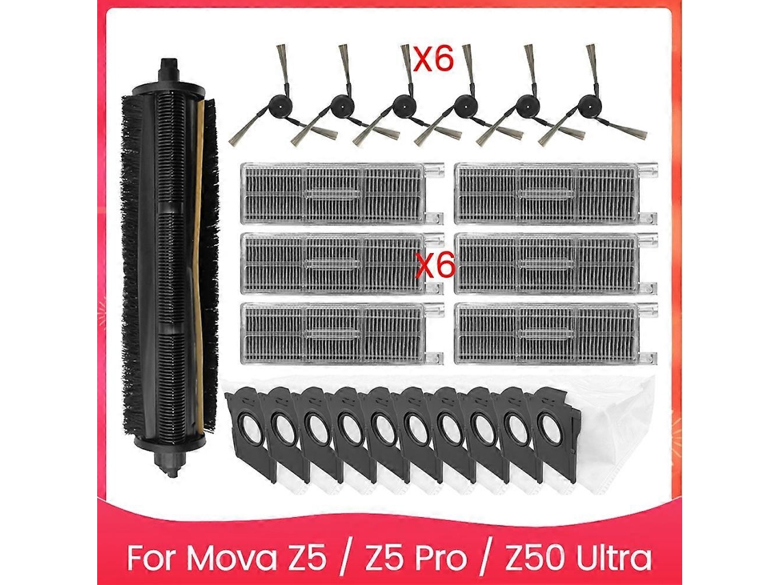 Conjunto De 23 Peças De Reposição Para Aspirador De Pó Z5 / Z5 Pro / Z50 Ultra: Escova Lateral Principal, Filtro Hepa E Saco Para Pó._ptg