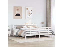 Vidaxl Estrutura De Cama C/ Cabeceira Sem Colchão 200x200 Cm Branco