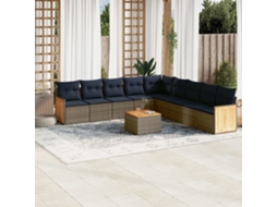 Vidaxl Conjunto De Sofá De Jardim Com 10 Peças E Almofadas Em Rattan Sintético Cinza